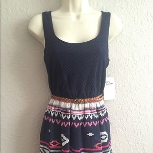 Navy Blue, hot pink and white flare dress